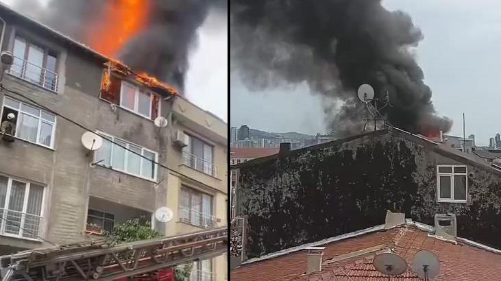 Ataşehir'de 5 katlı binanın çatısında yangın! Ekipler sevk edildi