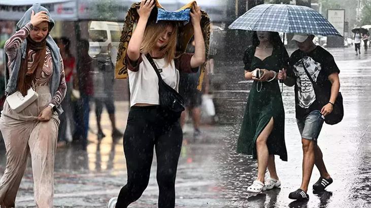 Meteoroloji yeni harita yayımladı! Sıcaktan bunalan şehir sağanak yağış ile serinledi