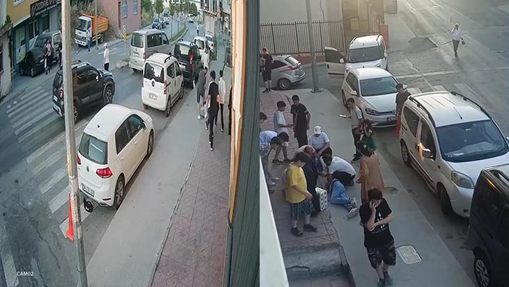 Minibüsle gelen grup tekme tokat saldırdı! Güvenlik kamerası her şeyi kaydetti