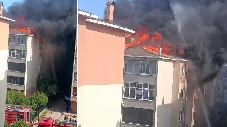 Silivri'de 5 katlı binanın çatısında yangın! Ekipler sevk edildi